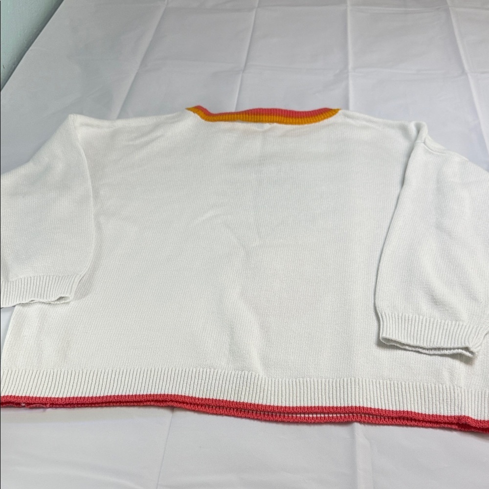 LOFT White Sweater with Vibrant Pineapple Motif - Picture 7 of 7